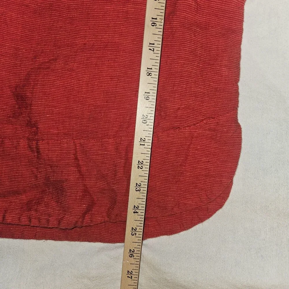 FLAX Small 100% Linen Top Orange Red Boho Western Colorful Lagenlook Peasant